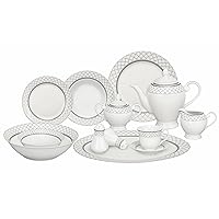 Lorren Home Trends 57-Piece Porcelain Dinnerware Set, Verona, Service for 8