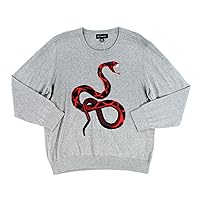 I-N-C Mens Intarsia Knit Snake Pullover Sweater, Grey, Medium