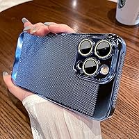 Heat Dissipation Breathable Cooling Case for iPhone 14 13 12 11 Pro Max Plating Electroplate Shockproof Slim Cover (for iPhone 14,Dark Blue)