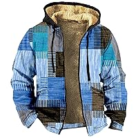 Zip Up Sweatshirts For Men With Hood Big Tall Retro Ethnic Graphic Hoodies Heavyweight Sherpa Fleece Lined Jackets