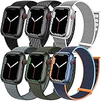 6 Pack Sport Loop Band Compatible with Apple Watch Band 38mm 40mm 41mm 42mm 44mm 45mm 49mm iWatch Ultra 2 Series 9 8 7 6 5 SE 4 3 2 1 Ultra Strap Nylon Weave Women Men Stretchy Braided Wristband Breathable