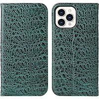 Wallet Case for iPhone 14/14 Pro/14 Max/14 Pro Max, Genuine Leather Flip Folio Cover with Card Slots and Kickstand Camera Protection Shockproof TPU Inner Shell (Color : Green, Size : 14 6.1