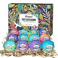 Organic Foot Bath Bombs Gift Set, 12 Essential Oil Rich Foot Soak for Mom and Dad, Handmade Foot Spa Bomb with Wonderful Bubbles, Perfect for Soothes Sore Tired Feet, Dry Feet Moisturize