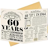 Jumbo Happy 60th Birthday Cards For Dad Mom Grandma Grandpa, 60th Birthday Decor Gift for Husband Wife, Double-Sided Newspaper Sign for Him Her 60th Birthday, 1964 Birthday Poster