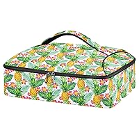 ALAZA Insulated Casserole Carrier, Tropical Flowers Leaves Large Pineapple Lunch Bag for Potluck Parties, Picnic and Cookouts