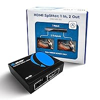 HDMI Splitter 1 in 2 Out - 1x2 HDMI Duplicator Display Mirror Only - Not for Multi Monitors 1080P, 4K @ 30Hz (One Input To Two Outputs) - USB Cable Included - 1 Source to 2 Identical Displays