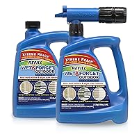 Wet & Forget Outdoor Stain Remover Multi-Surface Cleaner, Xtreme Reach Hose End with New & Improved Nozzle, 48 Fluid Ounces, 1 Pack + Refill