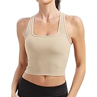BAYDI Women's Sports Bra, Ribbed Bustier, Without Underwire, Breathable Sports Crop Top with Removable Cups, Fitness, Running, Jogging, Yoga Bra