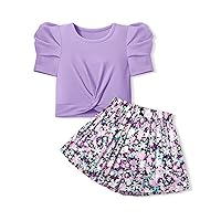 Toddler Girl Clothes 3-14Y Toddler Clothes for Girls Twist Front Crop Top 2Pcs Short Sets Toddler Girl Summer Outfits