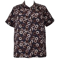 Women's Plus Size Short Sleeve Button Front Top with Shirring
