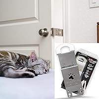 Steel Cat Door Strap and Latch, Sturdy Door Holder for Keeping Dogs and Kids Out of Rooms, Litter Boxes, and Food, Steel Silver Color Cat Door Latch