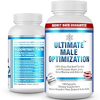 Male Optimization 100% Grass Fed Beef Organ Supplement w/Bovine Testicles, Prostate, Heart, Liver, Bone Marrow & Adrenals - Supports Test, Muscle, Strength & Aging for Mens Health