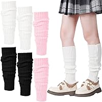 Eurzom 3 Pairs Kawaii Leg Warmers Knitted Leg Warmers Japanese Style Loose Socks Knee High Leg Warmers For Girls Women