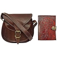 9 inch Leather Crossbody Bag + 7 inch Leather Journal, Genuine Leather Bags & Journals