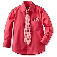 American Exchange boys Dress Shirt With Tie and Pocket Square