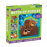 Forest Babies I Love You Match-Up Puzzles from Mudpuppy - Match-Up Puzzles for Children Ages 1-3, Adorable Forest Baby Animal Illustrations, 6 Beginner Puzzles + 1 Shaped Puzzle Piece Per Board