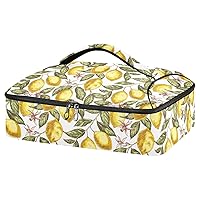 ALAZA Lemon Leaves Flower Insulated Casserole Carrier Lasagna Lugger Tote Casserole Cookware for Grocery, Camping, Car