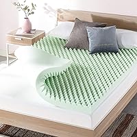 Best Price Mattress 4 Inch Egg Crate Memory Foam Mattress Topper with Calming Green Tea Infusion, CertiPUR-US Certified, Short Queen