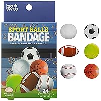 BioSwiss Bandages, Sports Balls Shaped Self Adhesive Bandage, Latex Free Sterile Wound Care, Fun First Aid Kit Supplies for Kids and Adults, 24 Count