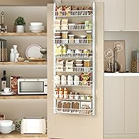Over the Door Pantry Organizer and Storage, 8-Tier Metal Adjustable Organization Hanging with Baskets for Kitchen, Bathroom and Bedroom, Sturdy Spice and Food Rack