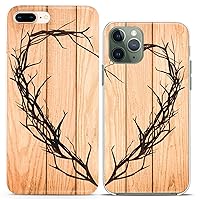 Matching Couple Cases Compatible for iPhone 15 14 13 12 11 Pro Max Mini Xs 6s 8 Plus 7 Xr 10 SE 5 Wood Texture Relationship Friend Heart Tree Branch Cute Clear Silicone Cover Anniversary Her