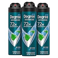 Men Advanced Antiperspirant Deodorant Dry Spray Icy Mint 3 Count 72-Hour Sweat and Odor Protection Deodorant For Men With MotionSense Technology 3.8 oz