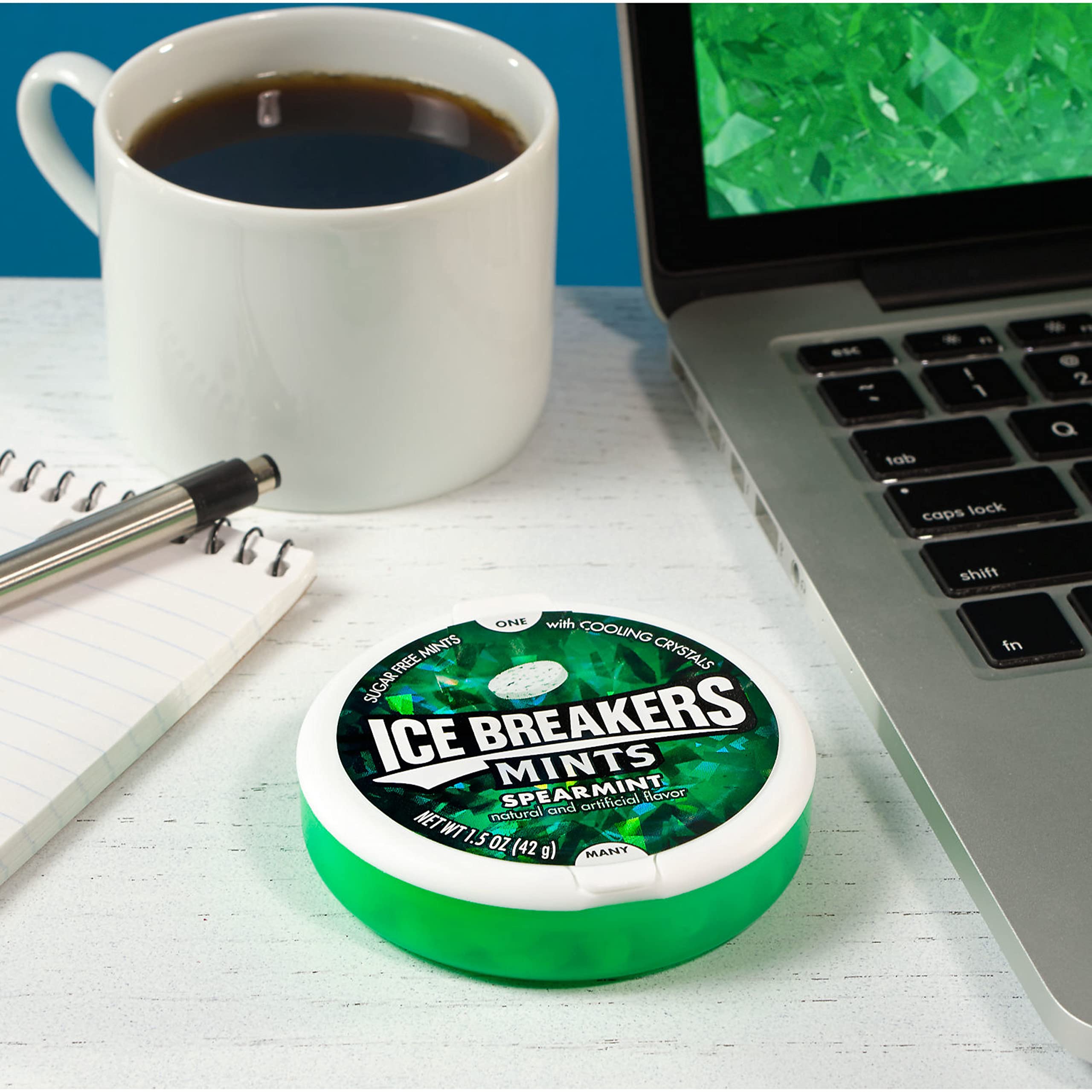 ICE BREAKERS Spearmint With Cooling Crystals, Bulk Sugar Free Mints Tins, 1.5 oz (8 ct)