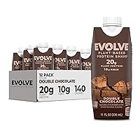 Plant Based Protein Shake, Double Chocolate, 20g Vegan Protein, Dairy Free, No Artificial Sweeteners, Non-GMO, 10g Fiber, 11 Fl Oz (Pack of 12) - (Formula May Vary)
