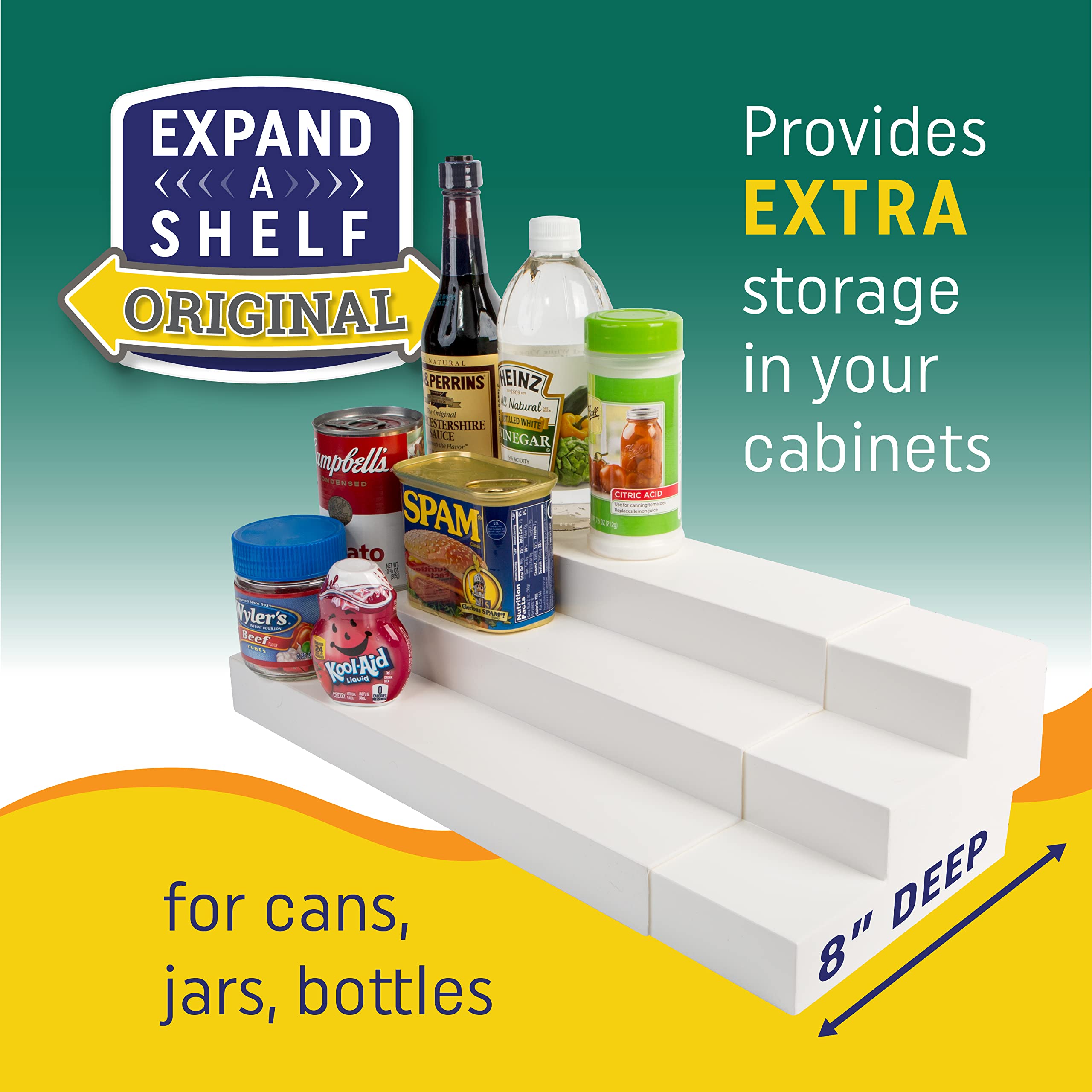 Dial Industries 3 Tiered Adjustable Canned Goods Shelves for Kitchen Cabinet and Pantry Organization, Expand A Shelf