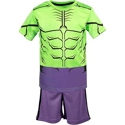 Marvel Avengers Captain America Iron Man Venom Hulk Cosplay Athletic T-Shirt and Shorts Outfit Set Toddler to Little Kid