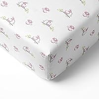 Bacati - Happy Monkeys 2 Pack Essentials Classic Super Soft Breathable 100% Cotton Muslin Baby Crib Fitted Sheets - Fits Standard 28 x 52 x 5 Crib & Toddler Mattresses (Pink/Grey Girls)