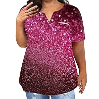 Plus Size Tops for Women Casual 2024 Trendy Loose Printed Shirt Summer Short Sleeve Fashion Baggy Blouse Tees