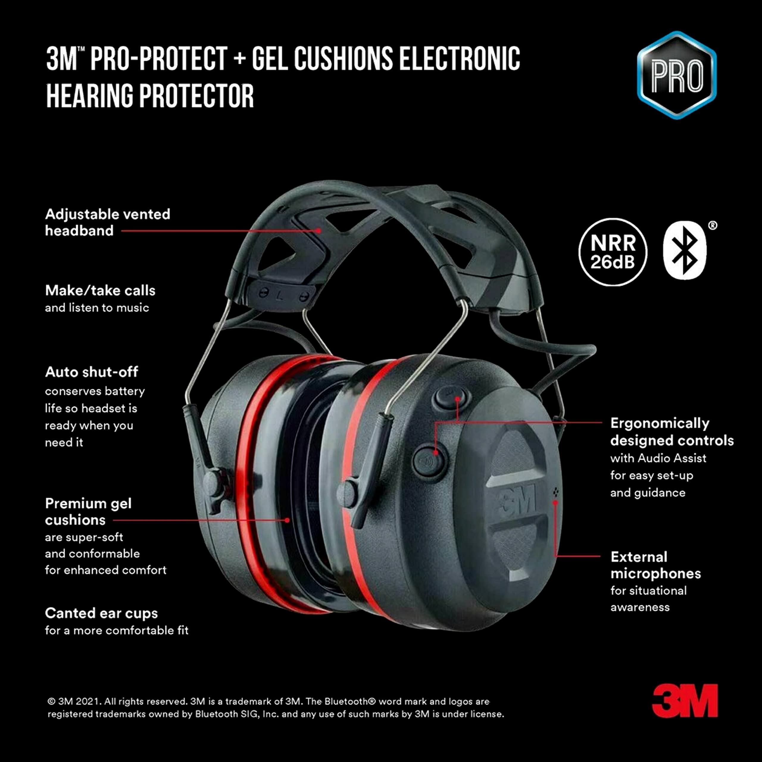 3M Safety Bundle: Pro-Protect Hearing Protector with Bluetooth Technology + 10-Pack Cool Flow Valve N95 Respirator 8511 + 1-Pair Safety Eyewear