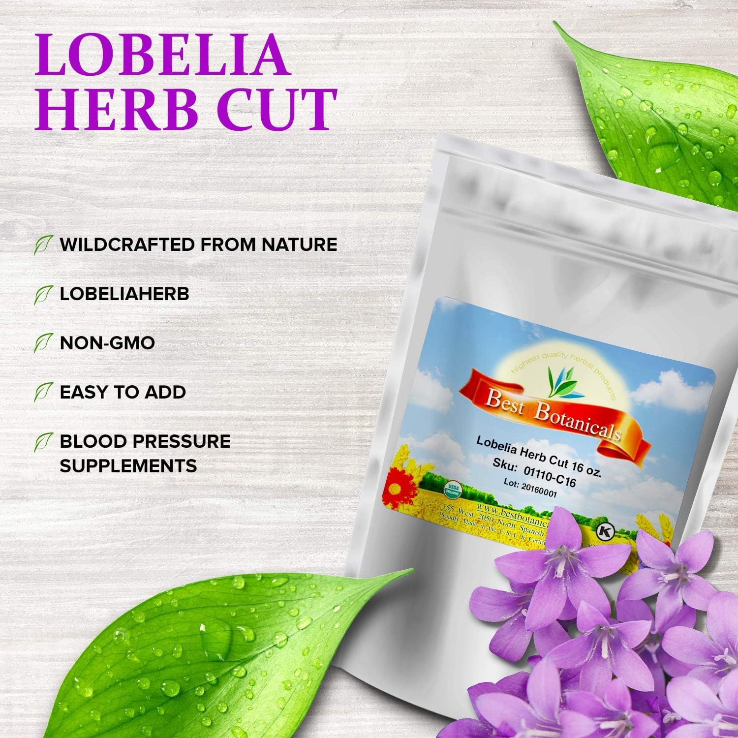Best Botanicals Lobelia Herb Cut 16 oz.