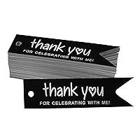Pack of 100 Real Silver Foil Paper Tags Thank You for Celebrating with Me Birthday Favor Hang Tags