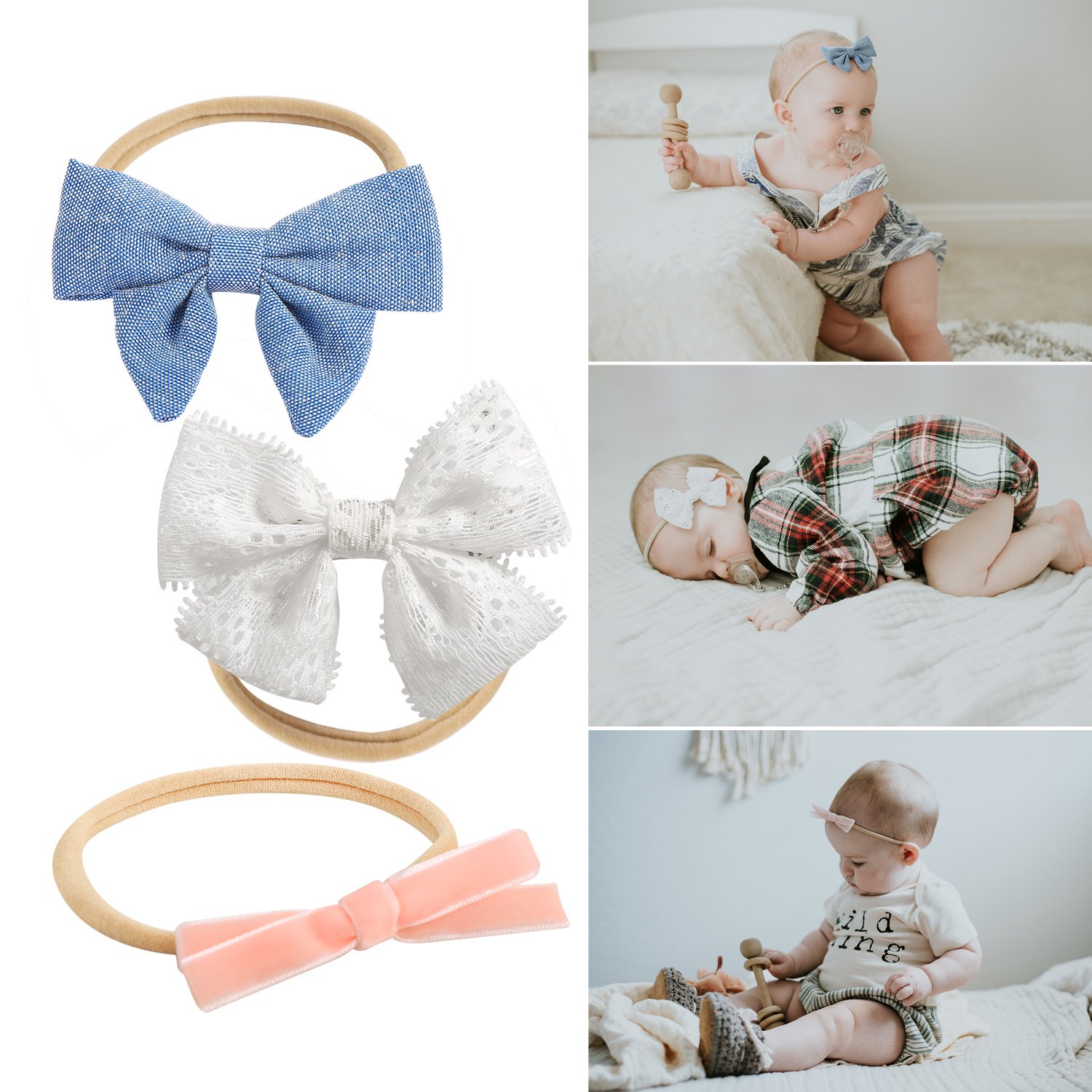 Baby Girl Headbands and Bows, Newborn Infant Toddler Hair Accessories by MiiYoung
