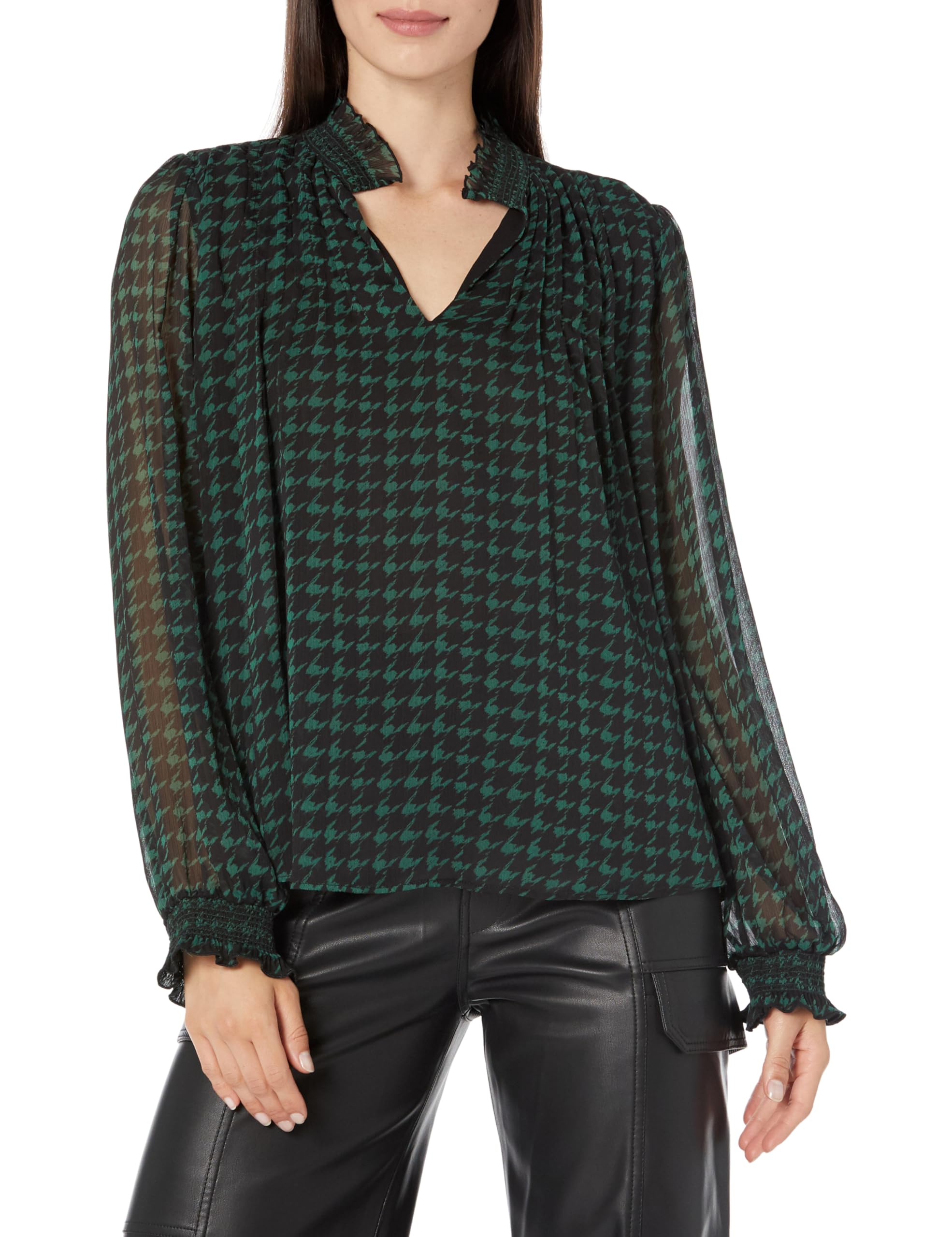 Karl Lagerfeld Paris Women's Houndstooth Blouse