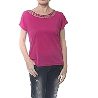 Women's short Sleeve Blouse with Sequin Around the Neck in colors