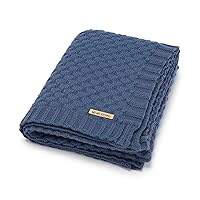 mimixiong Baby Blanket Knitted Soft Swaddling Receiving Baby Blankets for Newborns Infants Toddler Crib Stroller Cobalt Blue 40x30 Inch