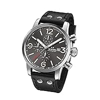 TW Steel Maverick Mens 45mm Chronograph Watch with Analogue Display and Leather Strap
