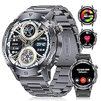 Military Smart Watch for Men(Answer/Dial Calls),1.43'' AMOLED Screen Smartwatch,460mAh Battery,5ATM Waterproof/120 Sports Modes Fitness Watch with Heart Rate/SpO2/ Sleep Tracker for Android/iOS