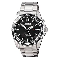 Seiko Kinetic men's stainless steel watch with metal strap
