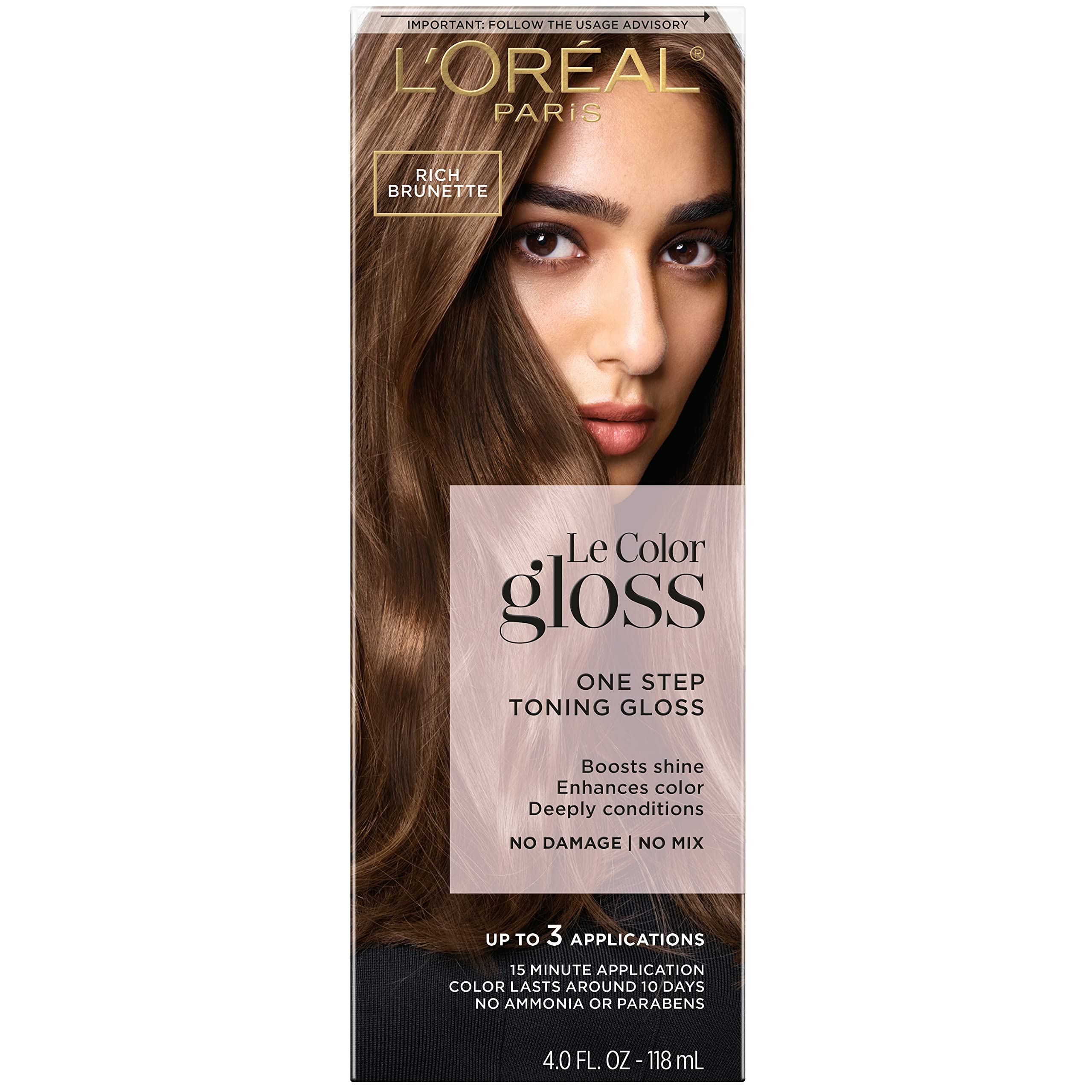 L’Oréal Paris Le Color One Step Toning Hair Gloss, Rich Brunette, 4 Ounce