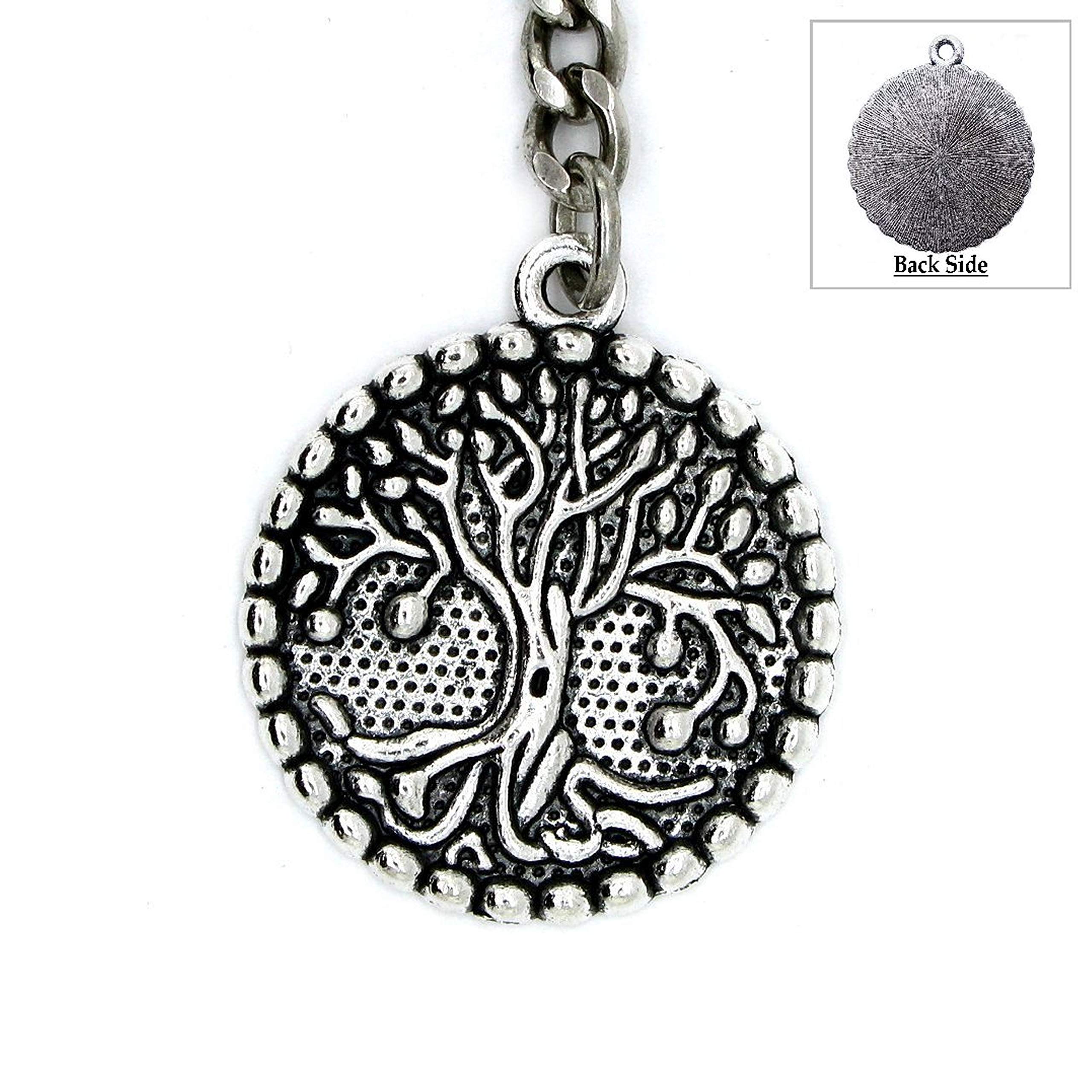 Albert Chain Silver Color Pocket Watch Chains for Men with 29 MM Big Size Life Tree Design Fob Swivel Clasp T Bar AC57