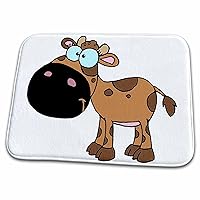 3dRose Cute Brown Baby Cow Calf Cartoon - Dish Drying Mats (ddm-118557-1)