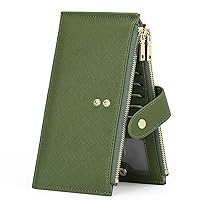 GOIACII Womens Walllet RFID Blocking Bifold Credit Card Holder with 2 Zipper Pockets Army Green