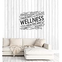 Vinyl Wall Decal Wellness Home Gym Words Cloud Spa Fitness Center Health Stickers Mural Large Decor (ig5976) Black