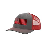 Georgia Football Team Colors American Flag Embroidered Football Team Flag Mesh Back Trucker Hat, Charcoal/Red