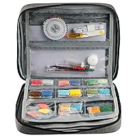 CRAVIN Cross Stitch Bag - Embroidery Organizer | Portable Embroidery Kit Bag with Clear 4 Separate Compartments for Embroidery Supplies