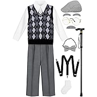Kids 100 Days of School Costume for Boys Old Man Costume for Kids Grandpa Costume Dress up Outfit Accessories